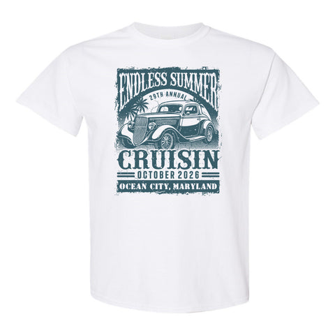 2026 Cruisin Endless Summer official car show t-shirt white Ocean City MD