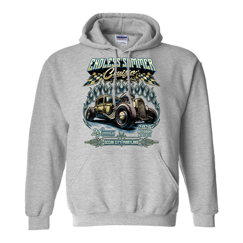 2026 Cruisin Endless Summer official car show hooded sweatshirt gray Ocean City MD