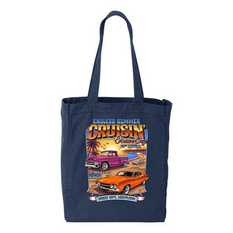 2026 Endless Summer Cruisin Ocean City official car show navy tote bag Ocean City, MD