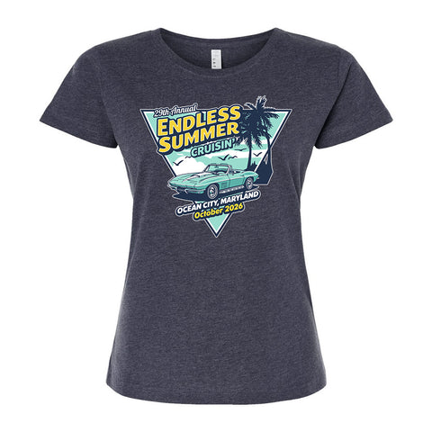 2026 Cruisin Endless Summer official car show women navy crew-neck t-shirt Ocean City