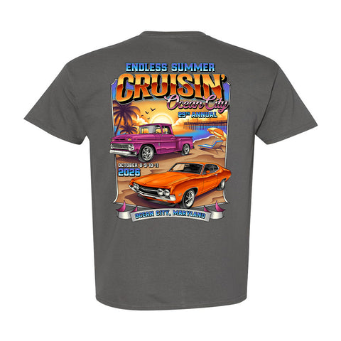 2026 Cruisin Endless Summer official car show t-shirt charcoal Ocean City MD