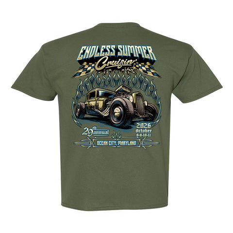 2026 Cruisin Endless Summer official car show t-shirt military green Ocean City MD