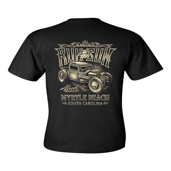2026 Run to the Sun official car show event t-shirt Black Myrtle