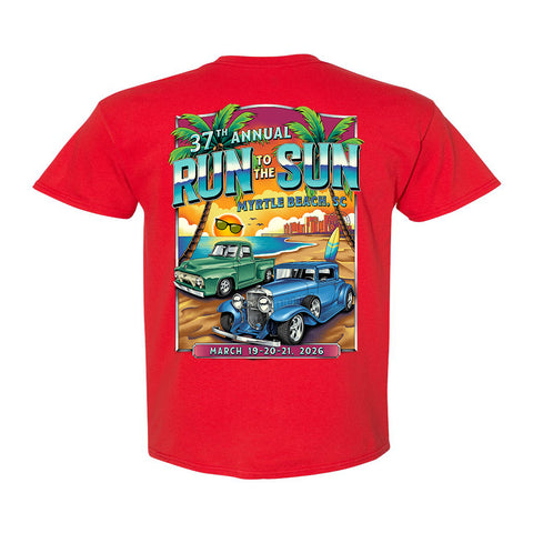 2026 Run to the Sun official car show event t-shirt Red Myrtle Beach, SC