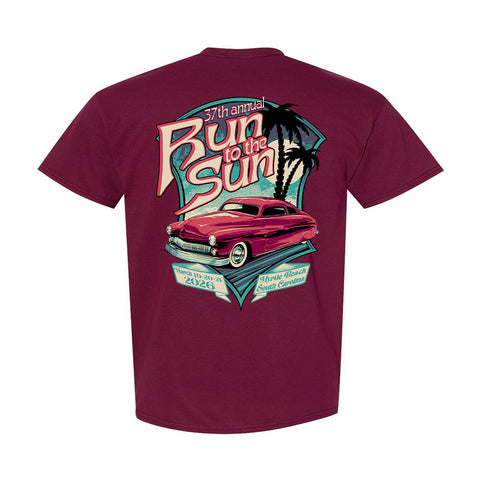 2026 Run to the Sun official car show event t-shirt Maroon Myrtle Beach, SC