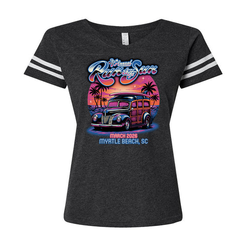 2026 Run to the Sun car show women's cut v-neck charcoal Myrtle Beach, SC