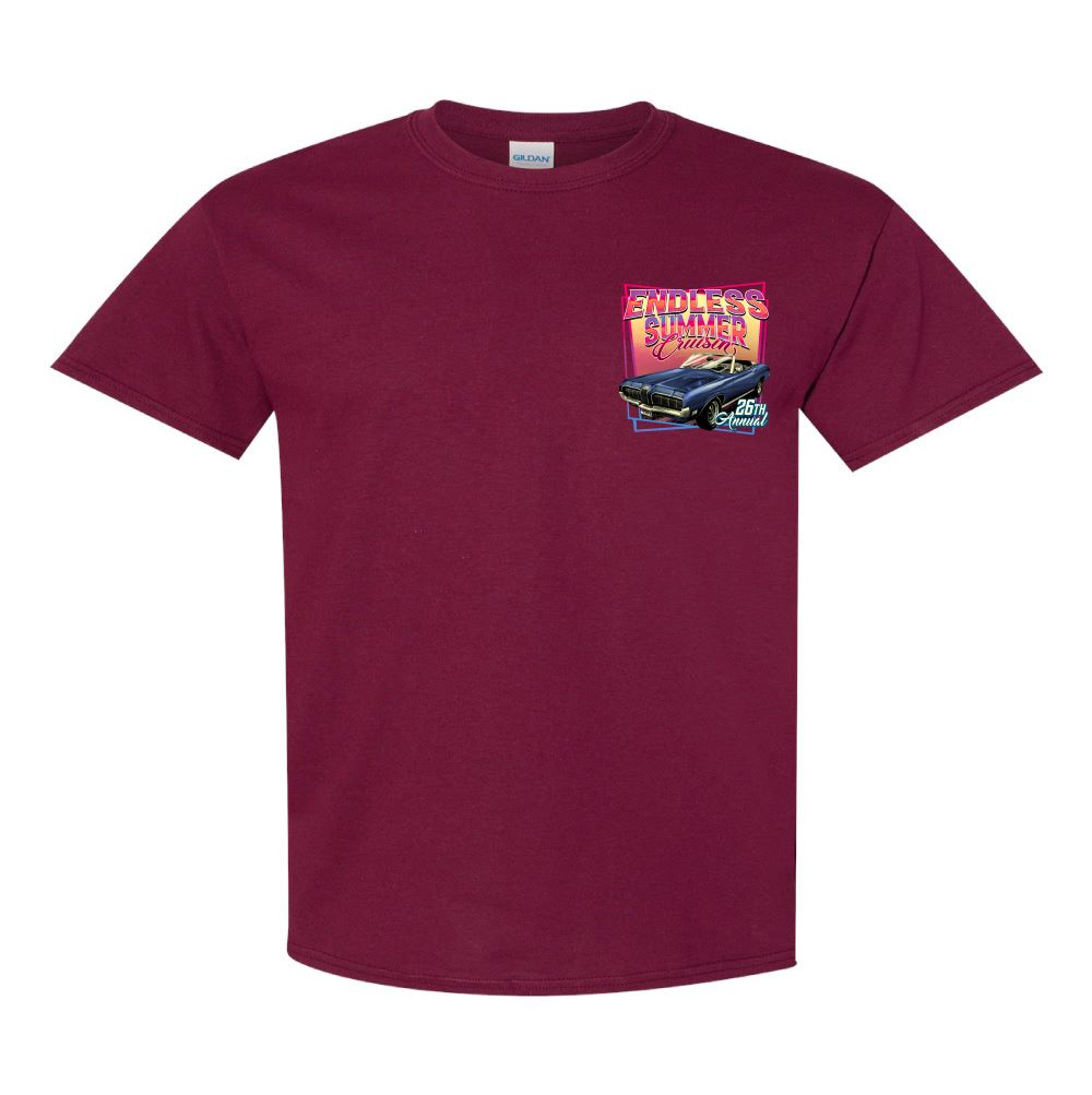 2023 Cruisin Endless Summer official car show event t-shirt maroon Oce ...
