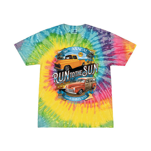 2025 Run to the Sun official classic car show youth t-shirt tie dye Myrtle Beach, SC