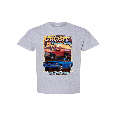 2026 Cruisin official classic car show event youth t-shirt gray Ocean City, MD