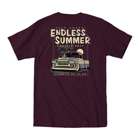 2017 Cruisin Endless Summer official car show event t-shirt maroon Ocean City MD