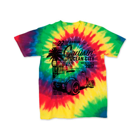 SALE 2017 Cruisin official classic car show event youth t-shirt rainbow tie dye Ocean City, MD