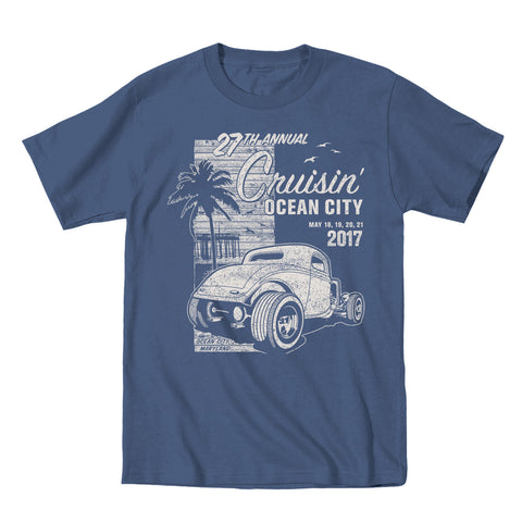 2017 Cruisin official classic car show event t-shirt blue jean Ocean City Maryland