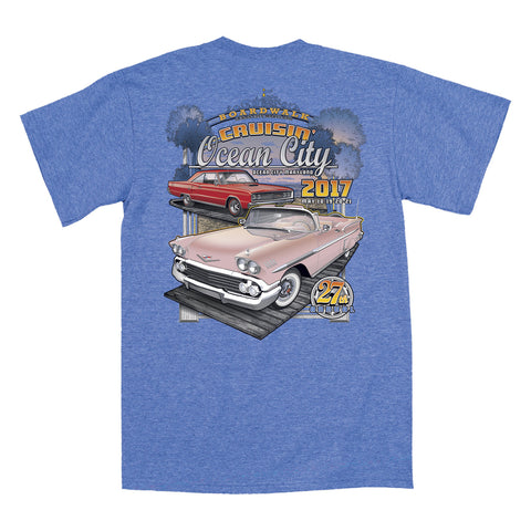 2017 Cruisin official classic car show event t-shirt heather royal Ocean City Maryland