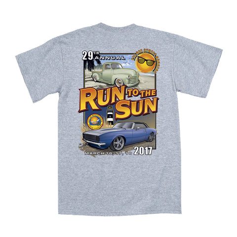 2017 Run to the Sun official car show event t-shirt athletic gray Myrtle Beach, SC