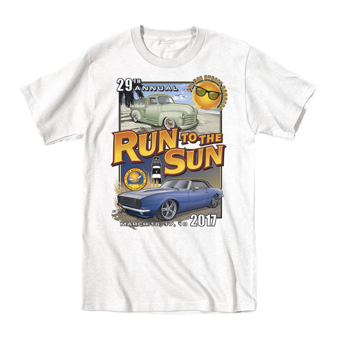 2017 Run to the Sun official car show event t-shirt white Myrtle Beach, SC
