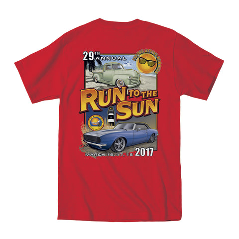 2017 Run to the Sun official car show event t-shirt red pocket Myrtle Beach, SC