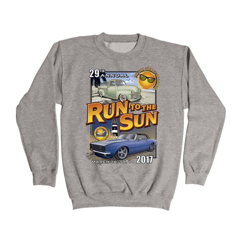 2017 Run to the Sun official car show event gray sweatshirt Myrtle Beach, SC