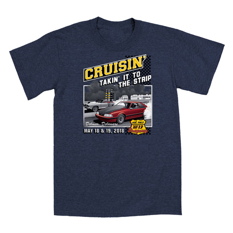 SALE - 2018 Cruisin official classic car show event t-shirt heather navy OC MD - US 13 Dragway