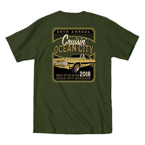 2018 Cruisin official classic car show event t-shirt military green Ocean City MD