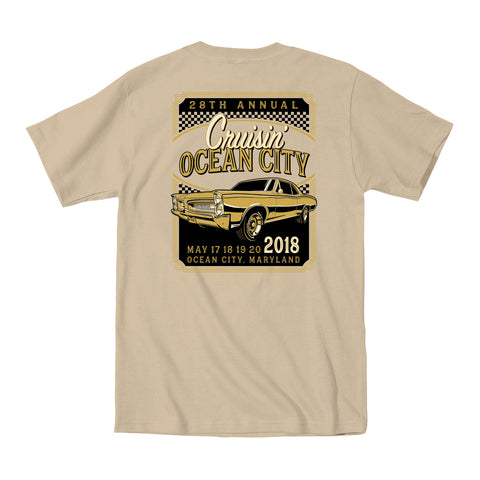 2018 Cruisin official classic car show event t-shirt tan Ocean City Maryland