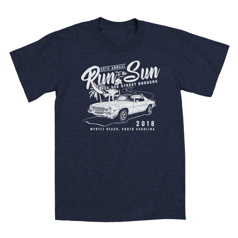 2018 Run to the Sun official car show event t-shirt heather navy Myrtle Beach, SC
