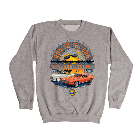 2018 Run to the Sun official car show event gray sweatshirt shirt Myrtle Beach, SC