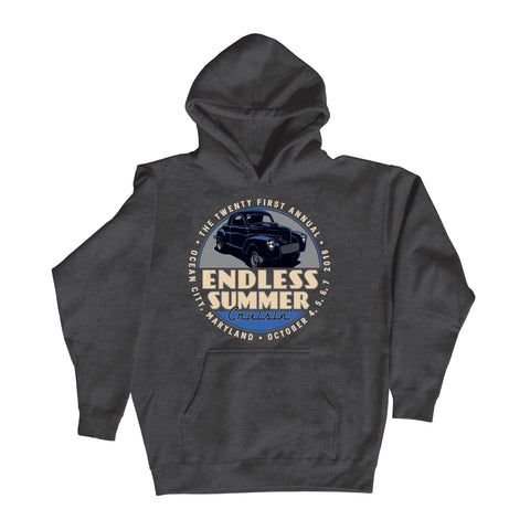 2018 Cruisin Endless Summer official car show hoodie heather charcoal Ocean City MD