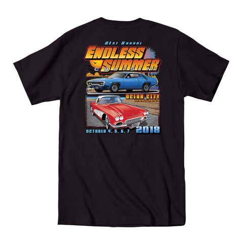 2018 Cruisin Endless Summer official car show event pocket t-shirt black Ocean City MD