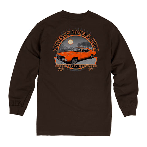 2019 Cruisin official classic car show event long sleeve t-shirt dark brown Ocean City MD