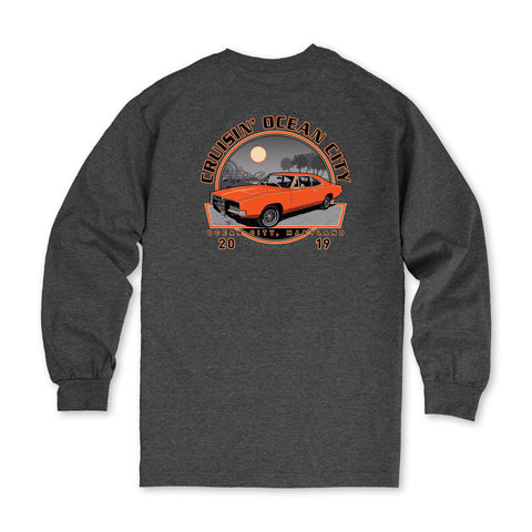 2019 Cruisin official classic car show event long sleeve t-shirt heather charcoal Ocean City MD