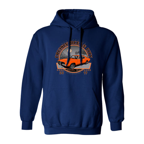 2019 Cruisin official classic car show event hooded sweatshirt navy Ocean City MD