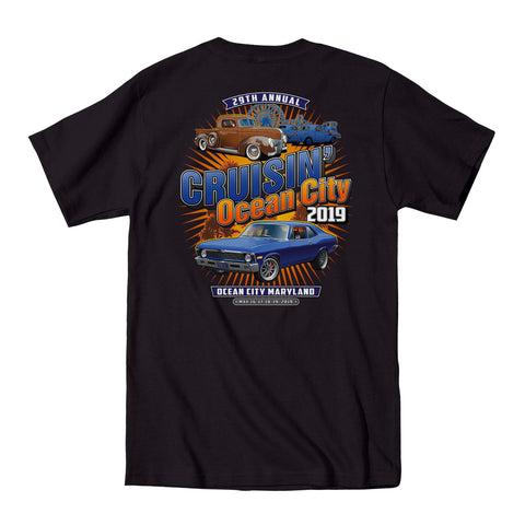 2019 Cruisin official classic car show event t-shirt black Ocean City Maryland