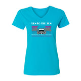 2019 Run to the Sun car show women's cut v-neck t-shirt aqua Myrtle Beach, SC