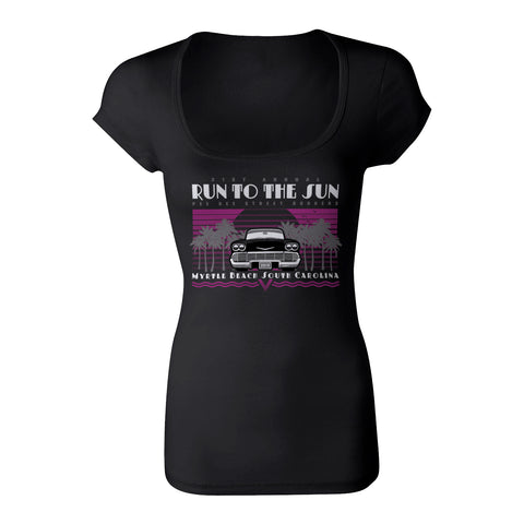 2019 Run to the Sun car show women's cut scoop neck t-shirt black Myrtle Beach, SC