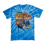 2019 Run to the Sun official car show youth t-shirt blue tie dye Myrtle Beach, SC