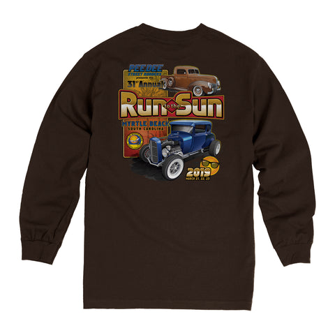 2019 Run to the Sun official car show long sleeve t-shirt brown Myrtle Beach, SC