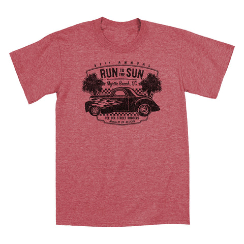 2019 Run to the Sun official car show t-shirt heather red Myrtle Beach, SC