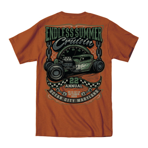 2019 Cruisin Endless Summer official car show event t-shirt texas orange Ocean City MD