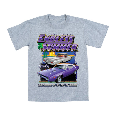 2020 Cruisin Endless Summer classic car show event youth t-shirt gray Ocean City MD