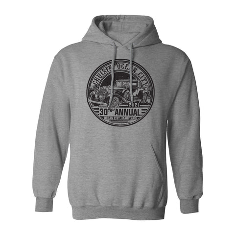 2021 Cruisin official classic car show hooded sweatshirt athletic gray Ocean City, MD