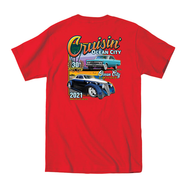 2021 Cruisin official classic car show event t-shirt red Ocean