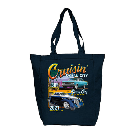 2021 Cruisin Ocean City official car show blue tote bag