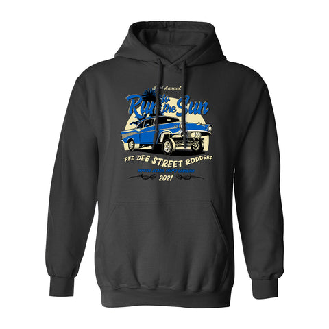2021 Run to the Sun official car show hooded sweatshirt heather charcoal Myrtle Beach, SC