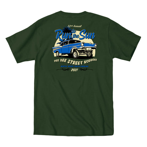 2021 Run to the Sun official car show event t-shirt military green Myrtle Beach, SC