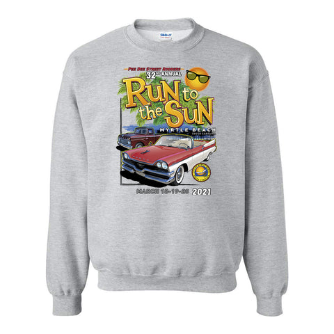 2021 Run to the Sun official car show long sleeve sweatshirt gray Myrtle Beach, SC