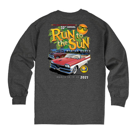 2021 Run to the Sun official car show long sleeve t-shirt charcoal Myrtle Beach, SC