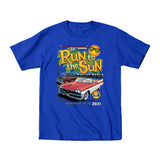 2021 Run to the Sun official classic car show event youth t-shirt blue Myrtle Beach, SC