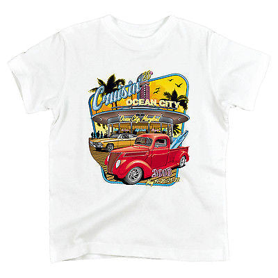 2016 Cruisin official classic car show event youth t-shirt white Ocean City Maryland