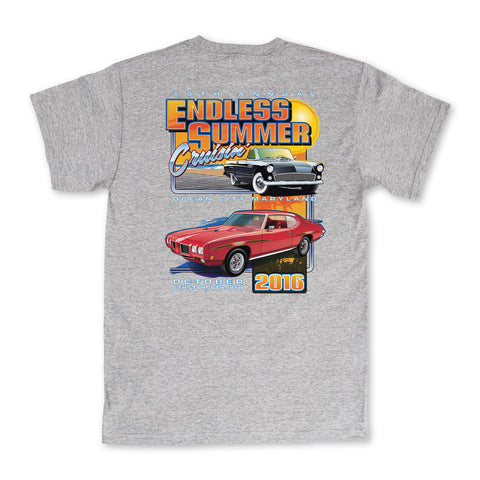 2016 Cruisin Endless Summer official car show event t-shirt gray Ocean City Maryland