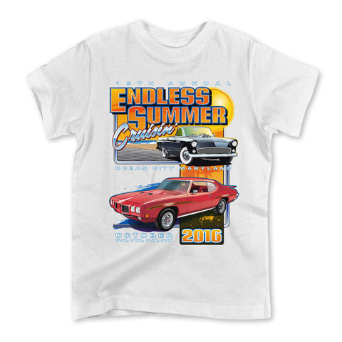 2016 Cruisin Endless Summer classic car show event youth t-shirt white Ocean City MD